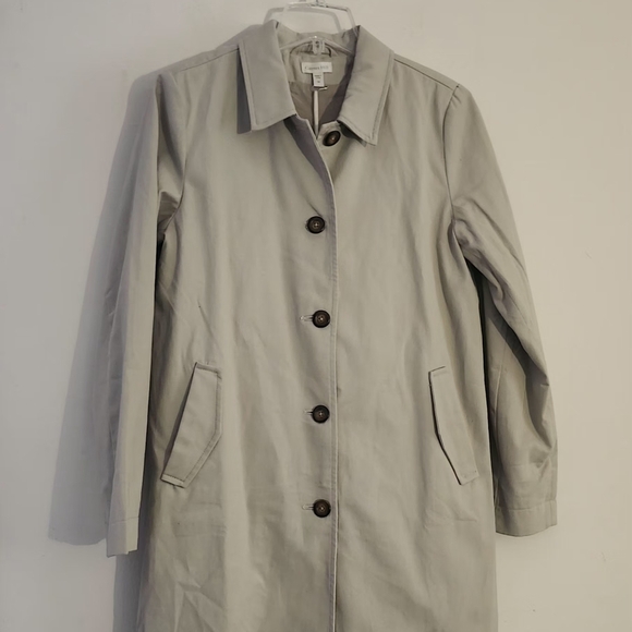 Garnet Hill 100% Organic Cotton Tailored Trench Coat Size: 6 Color: Khaki - Picture 10 of 10